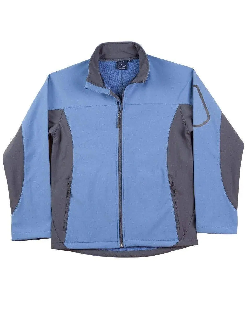 WINNING SPIRIT WHISTLER Softshell Contrast Jacket Men's JK31 Casual Wear Winning Spirit Mid Blue/Grey S